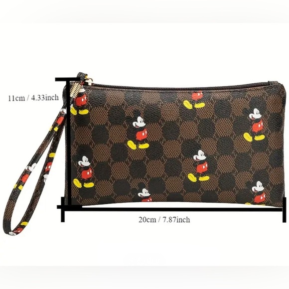 🆕 Mickey clutch/wristlet/makeup bag - brown & red in color - Picture 6 of 7